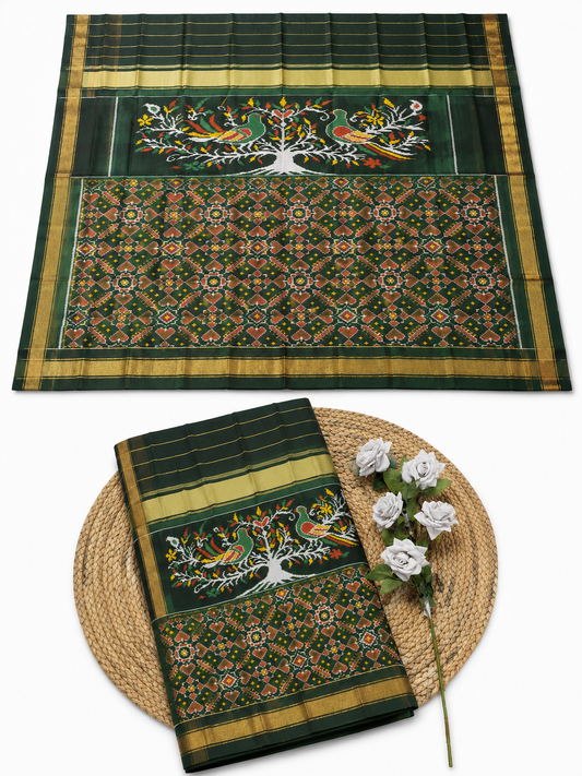 Rajwadi Green SINGAL IKAT Patola Saree