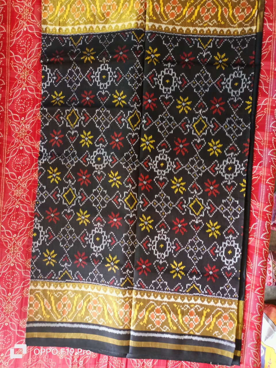 Royal Midnight Black SINGAL IKAT Patola Silk Saree