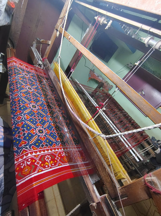 New Arrival – Handwoven Royal Blue DOUBAL IKAT Patola Saree (work in progress)
