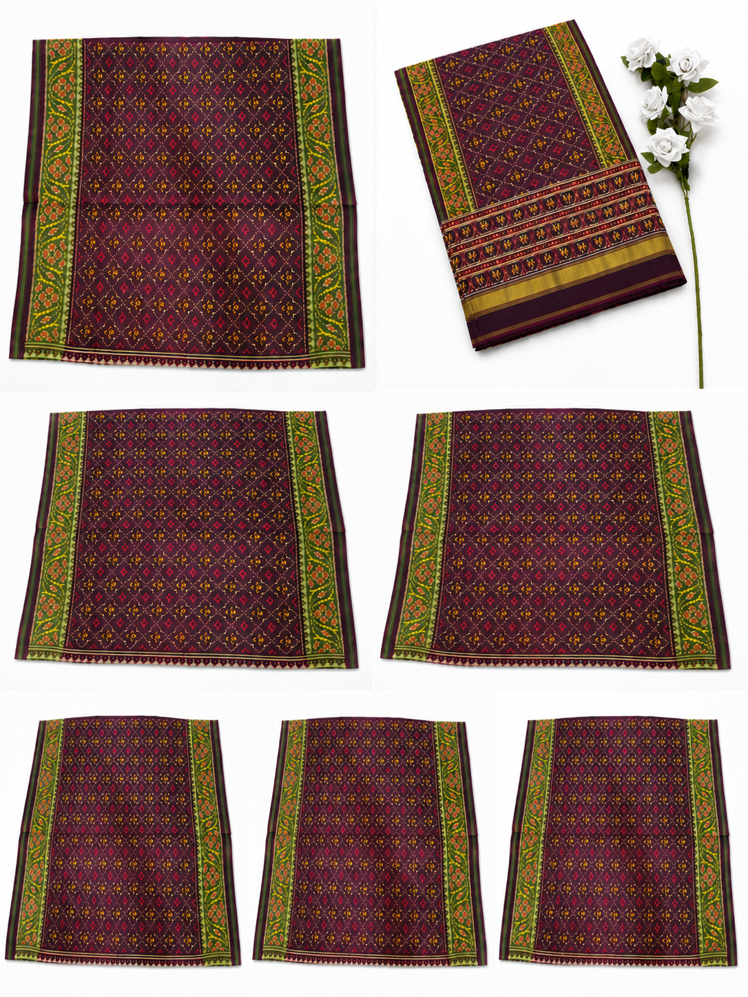 Heritage Maroon Green SINGAL IKAT Patola Saree