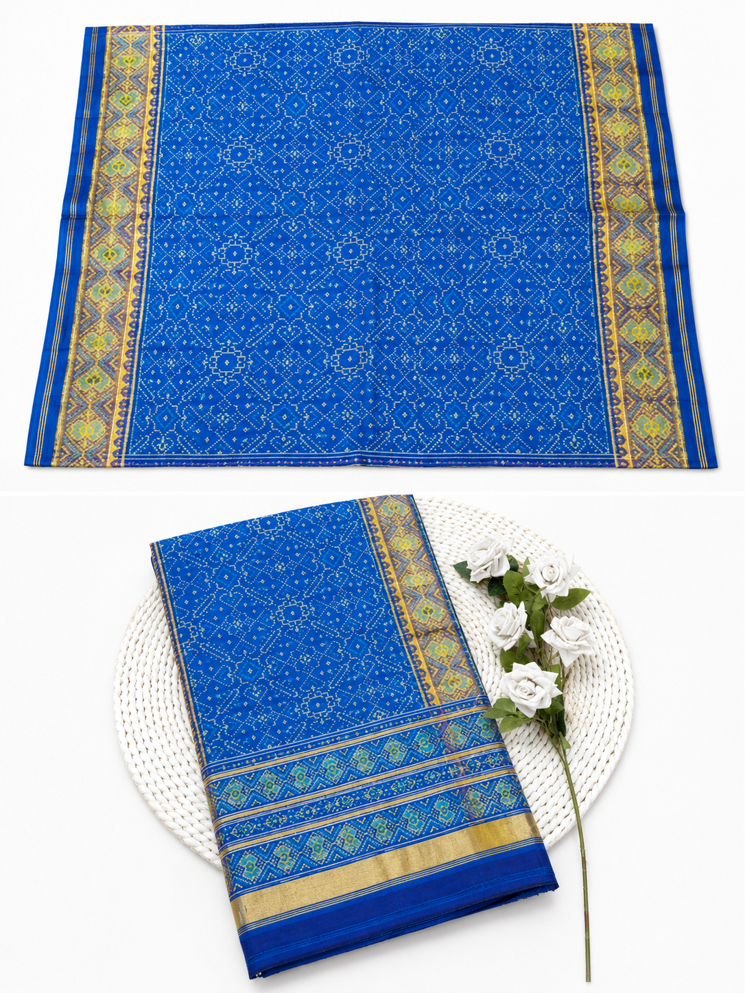 Royal Blue SINGAL IKAT Patola Silk Saree
