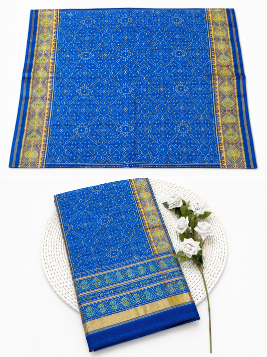 Royal Blue SINGAL IKAT Patola Silk Saree