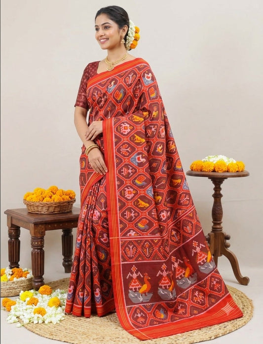 Masterpiece small motif design single ikat patola saree