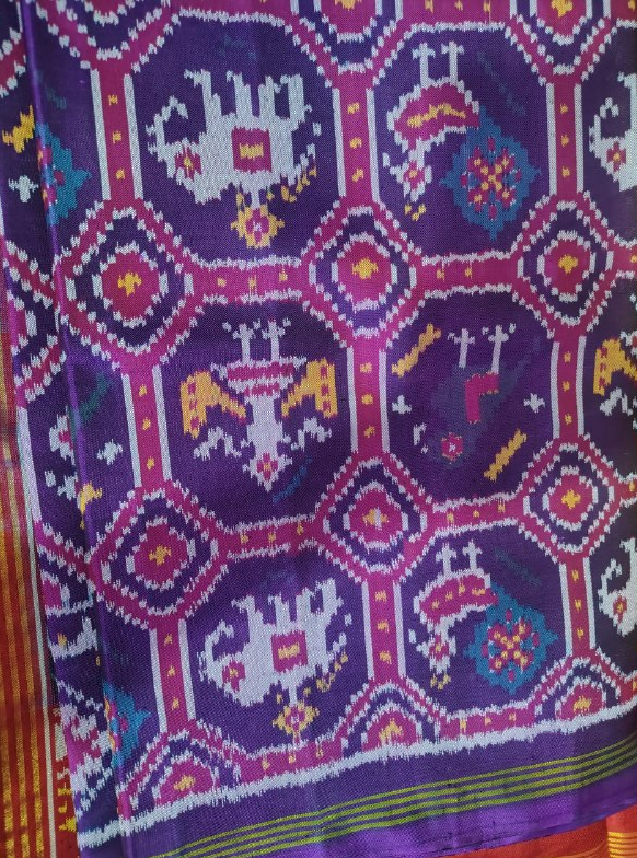 Royal Violet Heritage SEMI IKAT Patola Silk Saree
