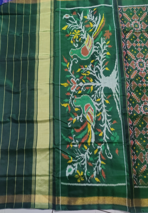 Rajwadi Green SINGAL IKAT Patola Saree