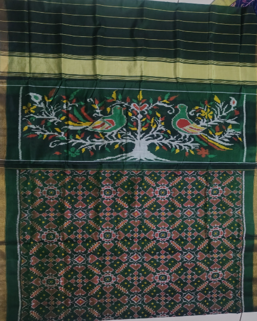 Rajwadi Green SINGAL IKAT Patola Saree
