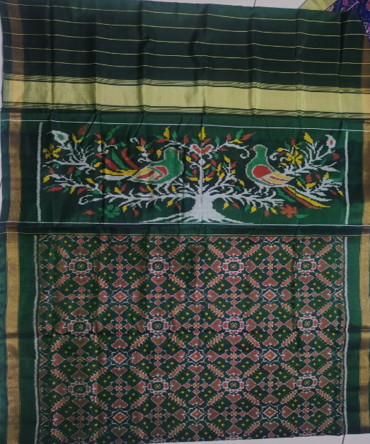Rajwadi Green SINGAL IKAT Patola Saree