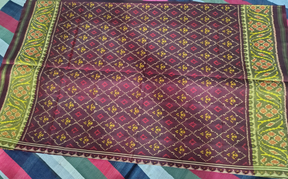 Heritage Maroon Green SINGAL IKAT Patola Saree