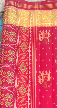 Royal Rani Pink SINGAL IKAT Patola Silk Saree